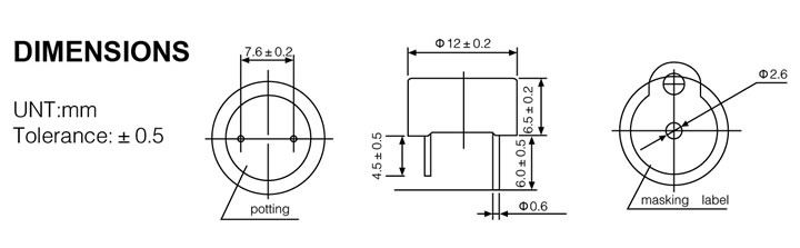 有源電磁式蜂鳴器12065
