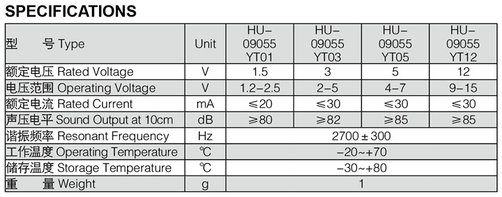有源電磁式蜂鳴器09055