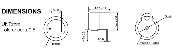 無源電磁式蜂鳴器1209